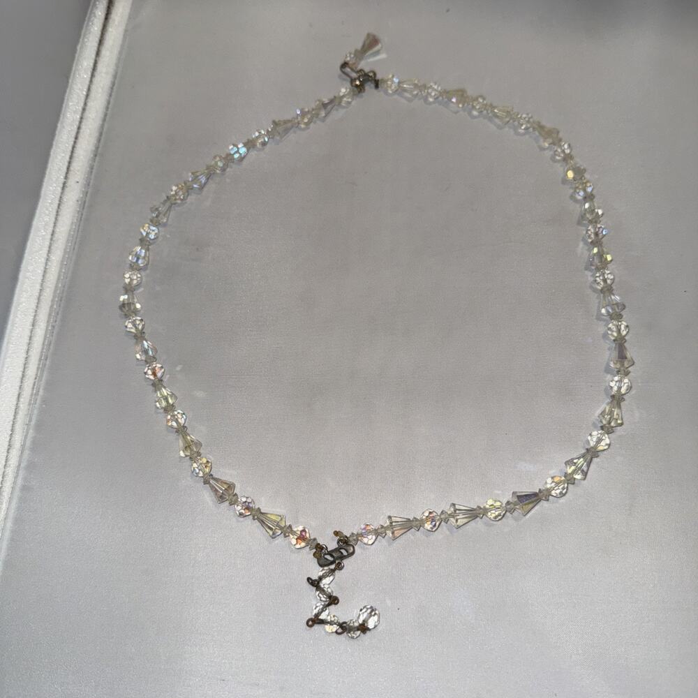 Vintage 24” Aurora Borealis Crystal Necklace